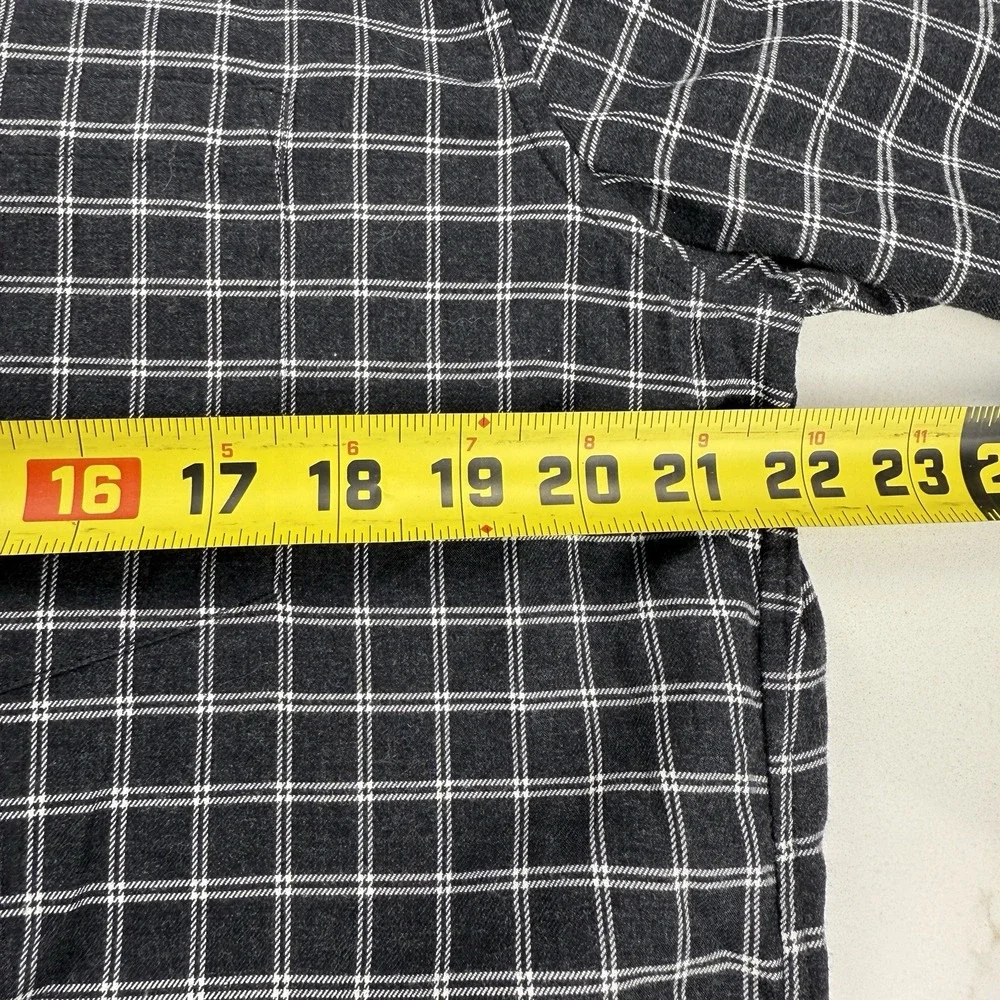 J Crew Flannel Button Down‎ Shirt Mens Large Black Plaid Business Casual Preppy